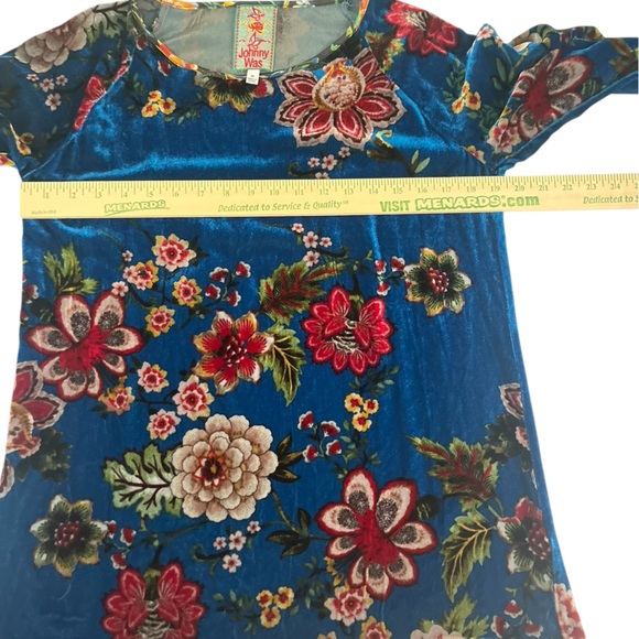 Johnny Was Floral Velvet Top blue multicolor XS designer - Picture 5 of 8